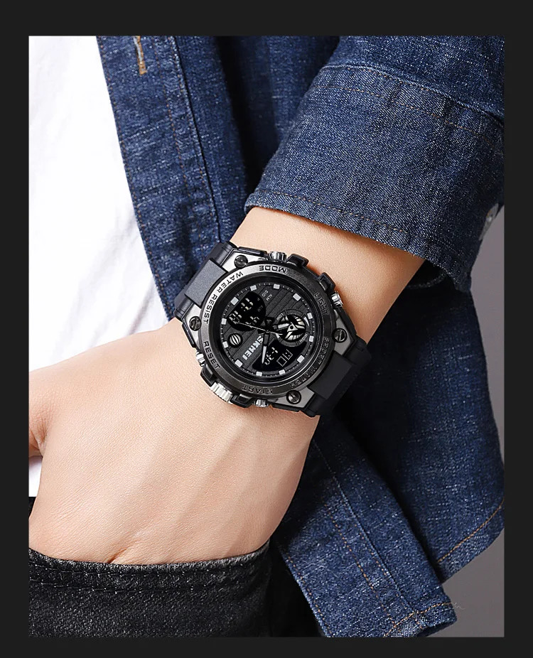 SKMEI Multifunction Chrono Watch 5Bar Waterproof Double Display Digital Wristwatch For Men Back Light Sport Watches reloj hombre
