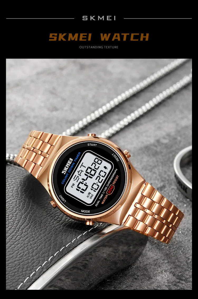 SKMEI Fashion Back Light Display Chrono Waterproof Wristwatches Countdown Digital Electronics Watches For Men Women reloj hombre