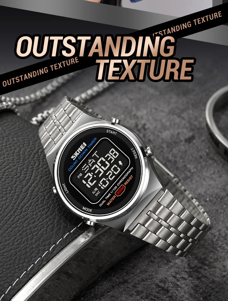 SKMEI Fashion Back Light Display Chrono Waterproof Wristwatches Countdown Digital Electronics Watches For Men Women reloj hombre