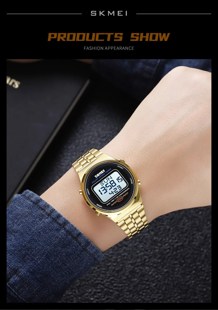 SKMEI Fashion Back Light Display Chrono Waterproof Wristwatches Countdown Digital Electronics Watches For Men Women reloj hombre