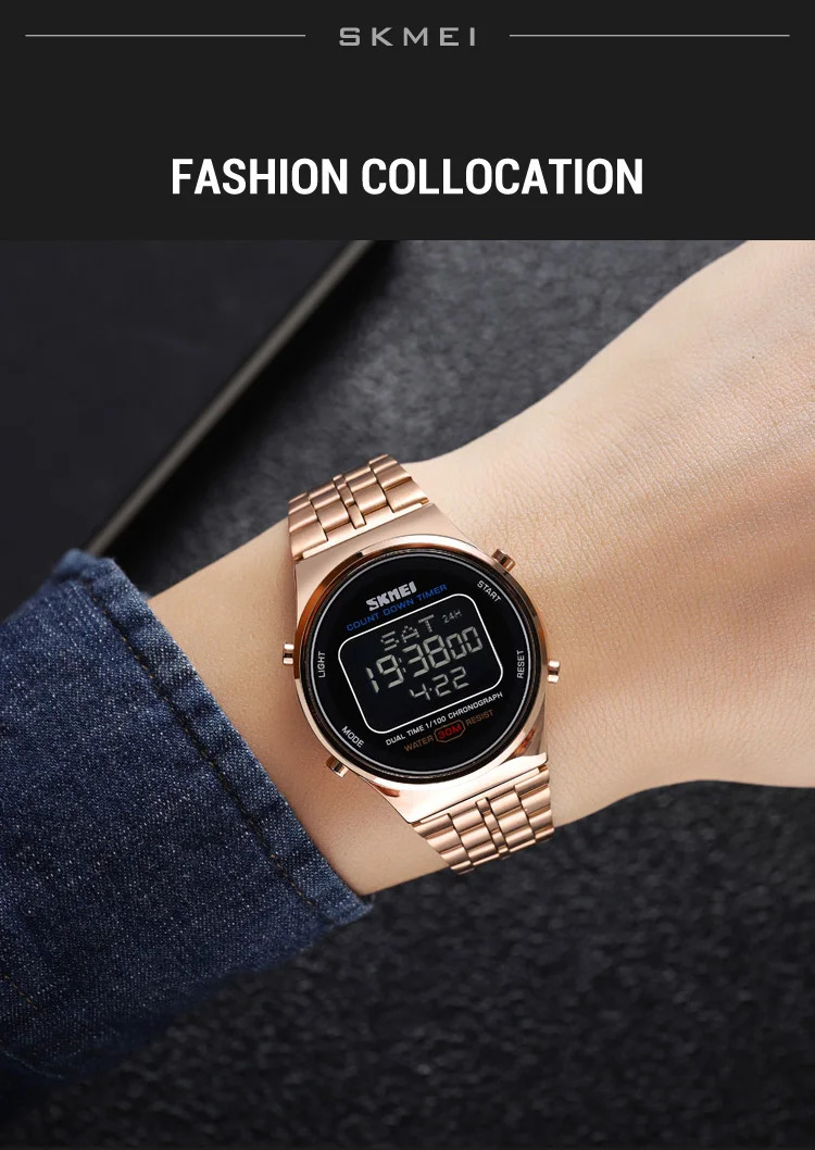 SKMEI Fashion Back Light Display Chrono Waterproof Wristwatches Countdown Digital Electronics Watches For Men Women reloj hombre