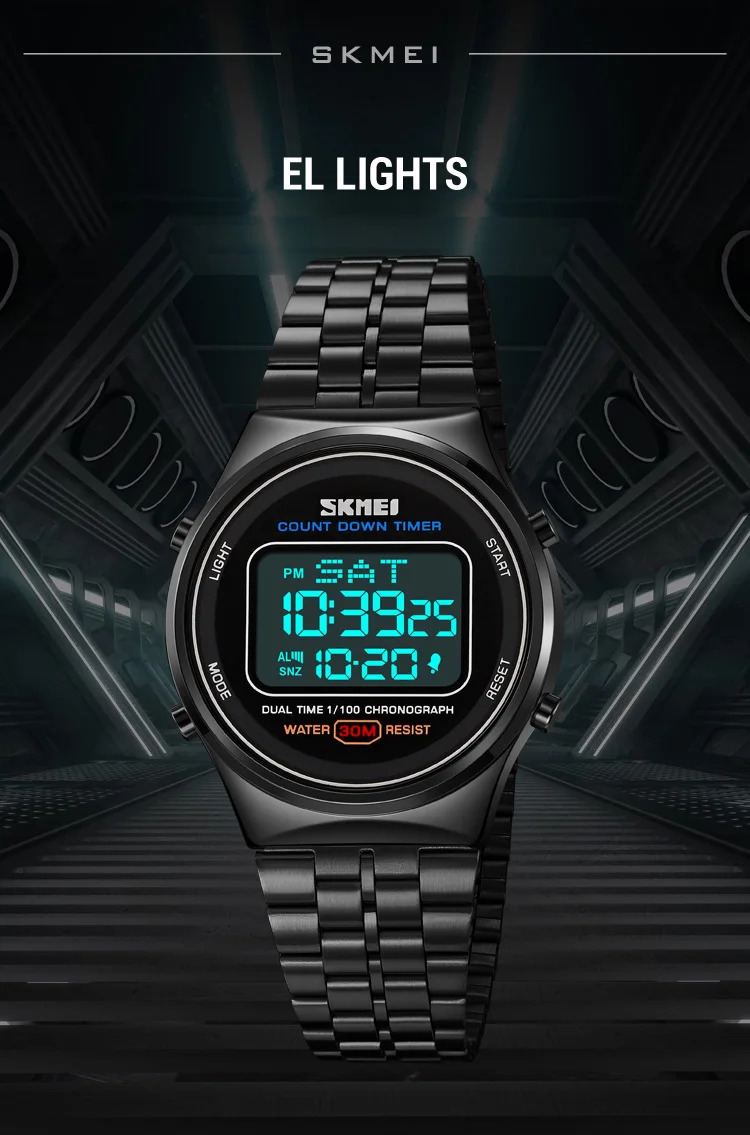 SKMEI Fashion Back Light Display Chrono Waterproof Wristwatches Countdown Digital Electronics Watches For Men Women reloj hombre