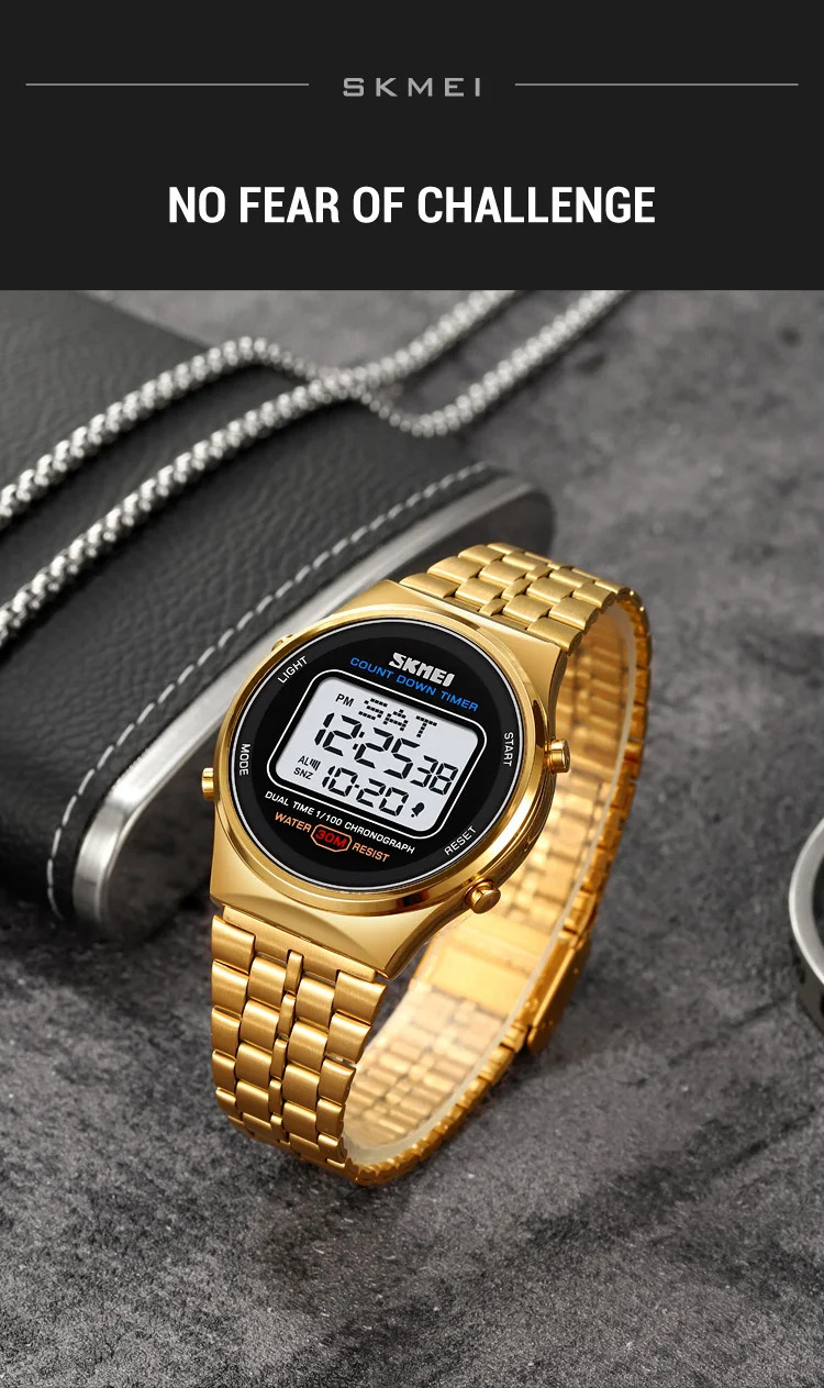 SKMEI Fashion Back Light Display Chrono Waterproof Wristwatches Countdown Digital Electronics Watches For Men Women reloj hombre