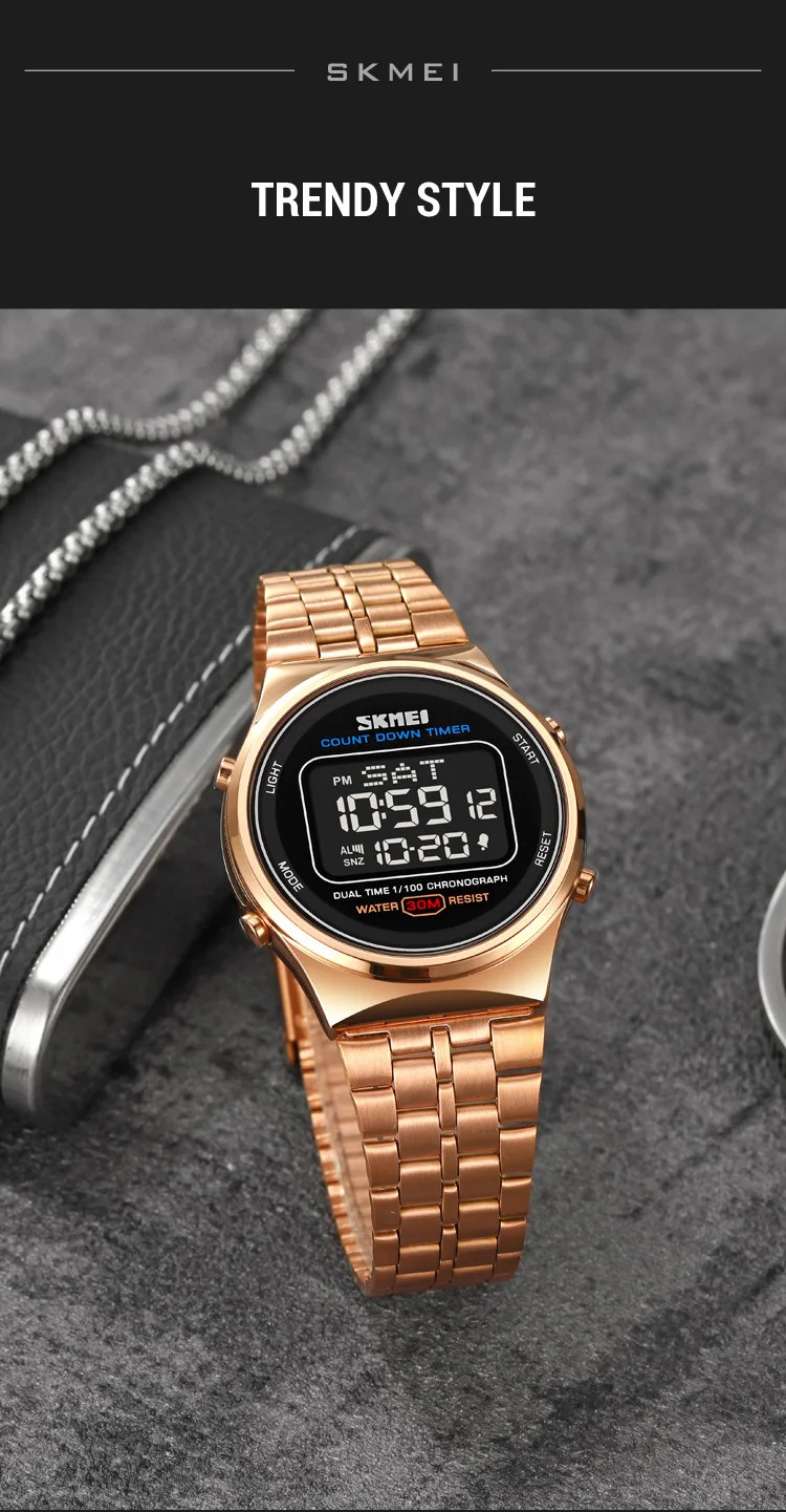 SKMEI Fashion Back Light Display Chrono Waterproof Wristwatches Countdown Digital Electronics Watches For Men Women reloj hombre