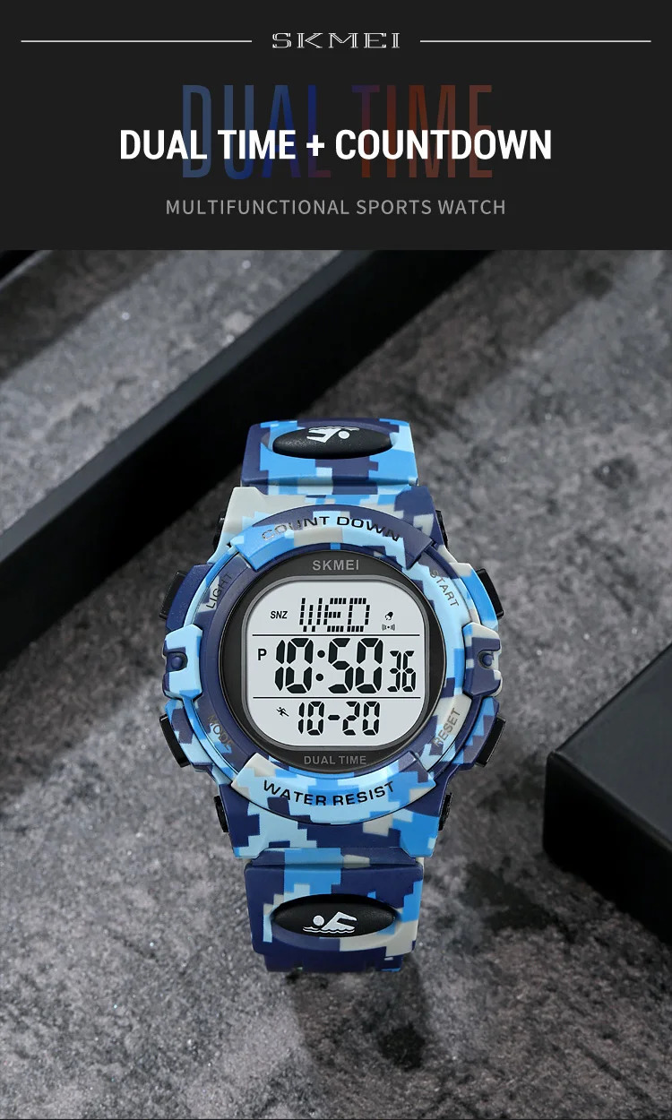SKMEI Fashion Digital Countdown Sport Watch For Men Women Casual Waterproof Stopwatch Back Light Display Electronics Wristwatch