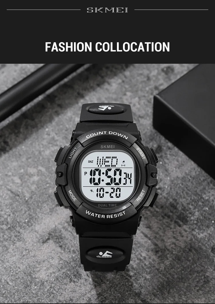 SKMEI Fashion Digital Countdown Sport Watch For Men Women Casual Waterproof Stopwatch Back Light Display Electronics Wristwatch