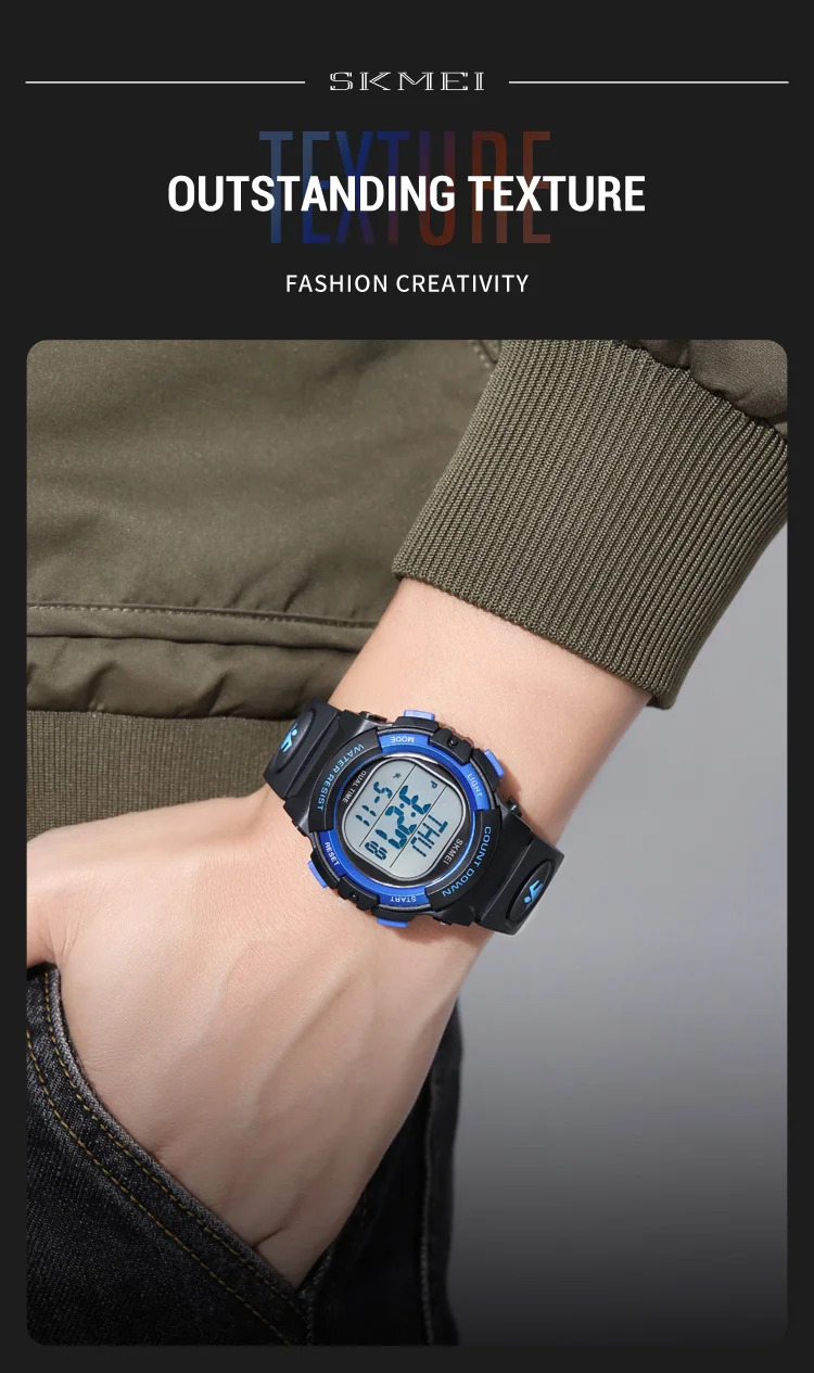 SKMEI Fashion Digital Countdown Sport Watch For Men Women Casual Waterproof Stopwatch Back Light Display Electronics Wristwatch
