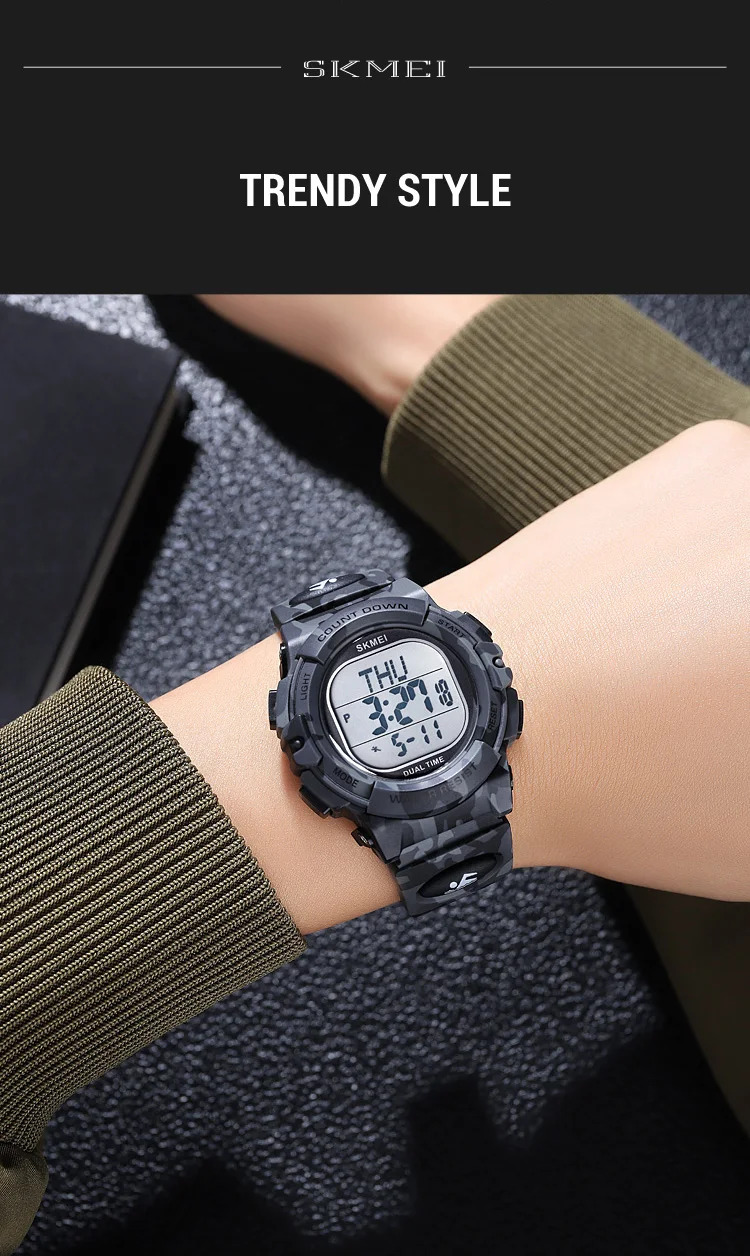 SKMEI Fashion Digital Countdown Sport Watch For Men Women Casual Waterproof Stopwatch Back Light Display Electronics Wristwatch