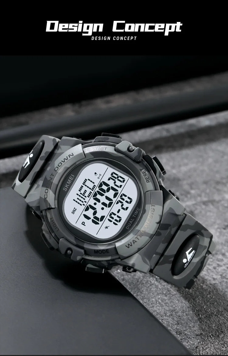 SKMEI Fashion Digital Countdown Sport Watch For Men Women Casual Waterproof Stopwatch Back Light Display Electronics Wristwatch
