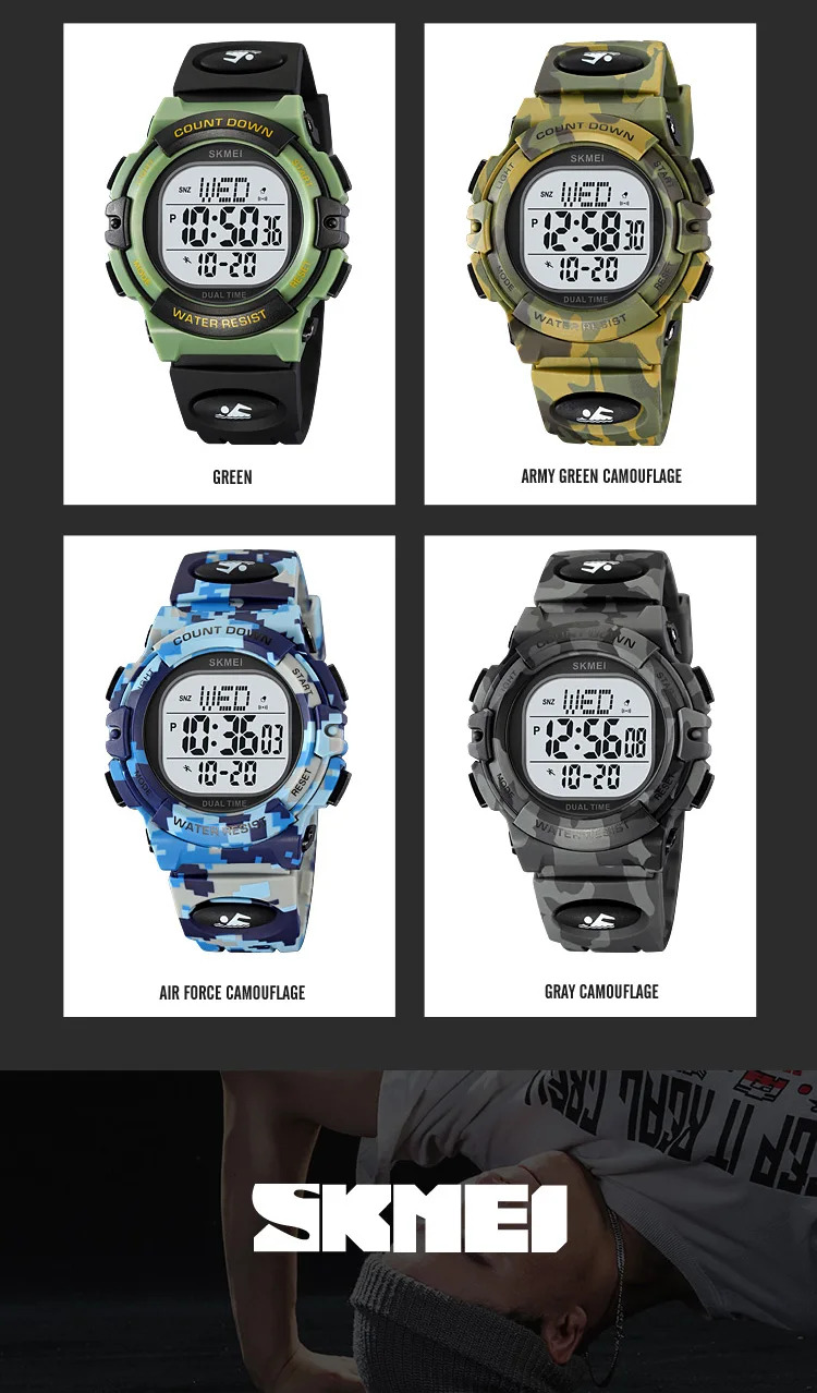 SKMEI Fashion Digital Countdown Sport Watch For Men Women Casual Waterproof Stopwatch Back Light Display Electronics Wristwatch