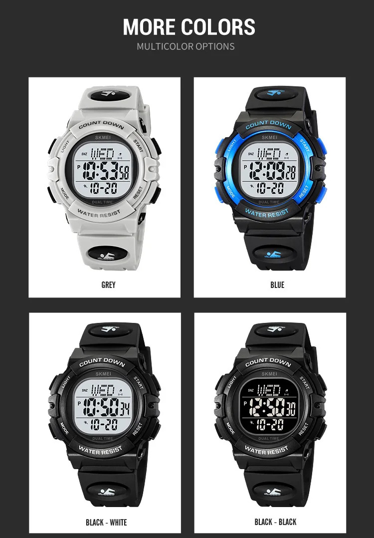 SKMEI Fashion Digital Countdown Sport Watch For Men Women Casual Waterproof Stopwatch Back Light Display Electronics Wristwatch