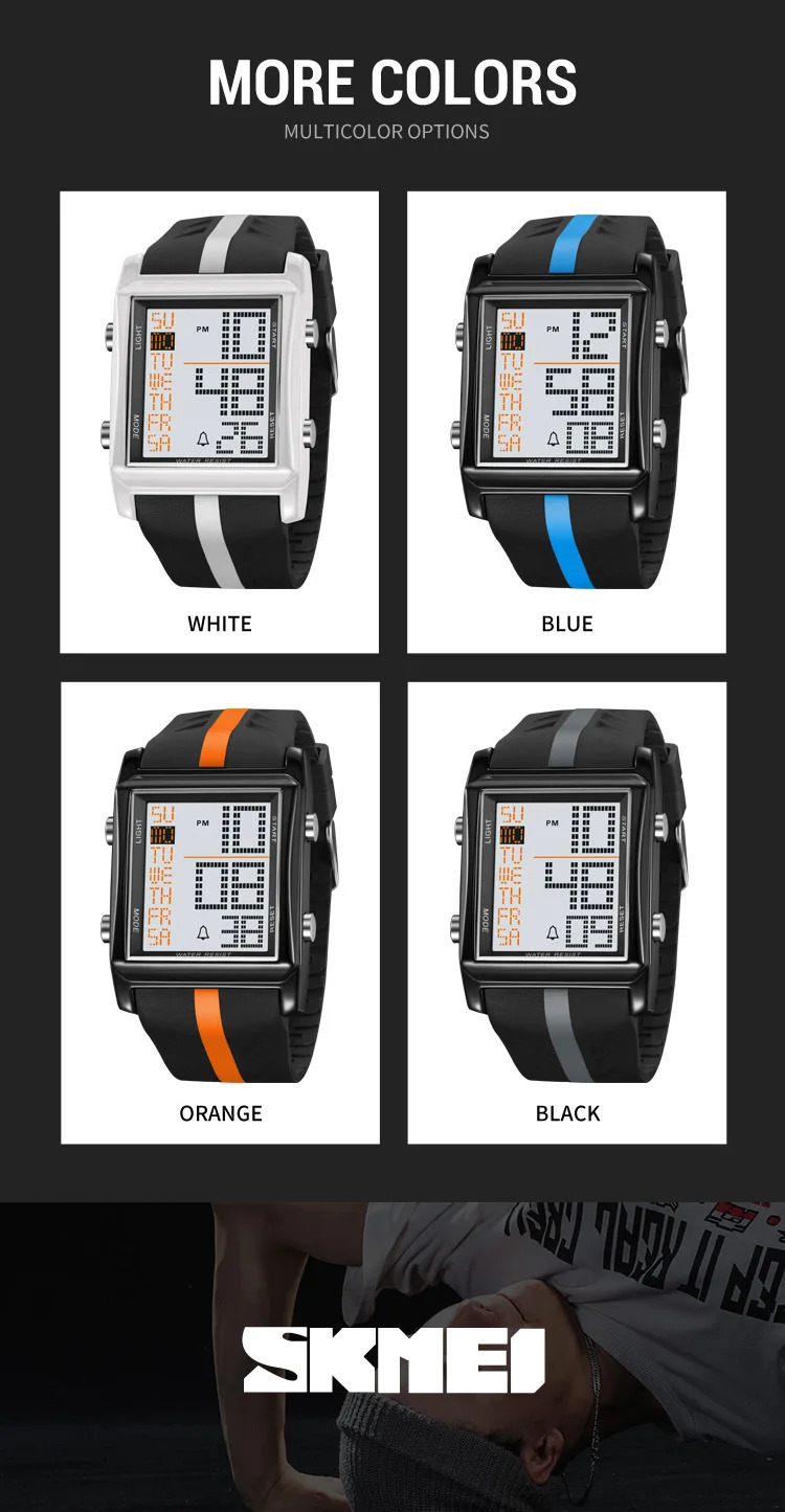 SKMEI Fashion Alarm Electronics Wristwatch Back Light Display Countdown Timer Digital Sports Watches For Men Women reloj hombre