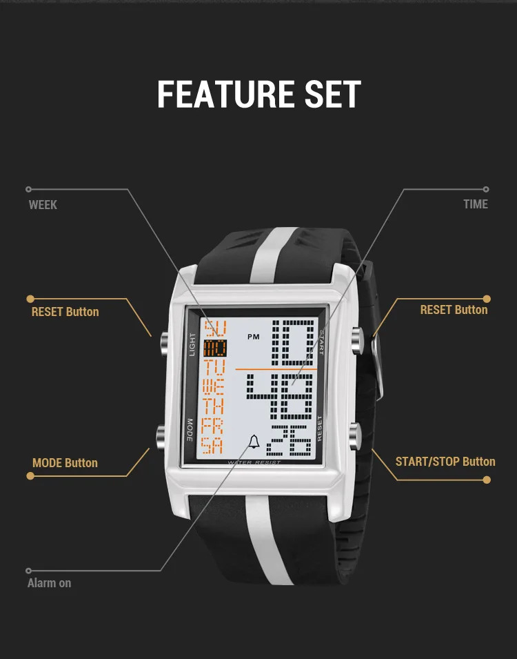 SKMEI Fashion Alarm Electronics Wristwatch Back Light Display Countdown Timer Digital Sports Watches For Men Women reloj hombre