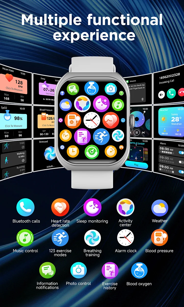 SKMEI 2.01'' TFT Display Smartwatch Military Wristwatch 123 Sports Modes Voice Calling Smart Watch For Men Women For Android IOS