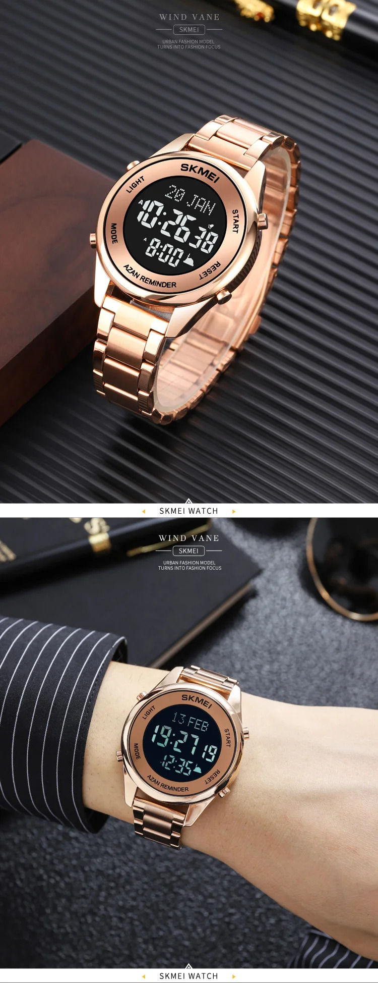 SKMEI Calendar Electronics Watches For Men Women Chrono Waterproof Digital Wristwatches Pilgrimage Time Reminder Bookmark Watch