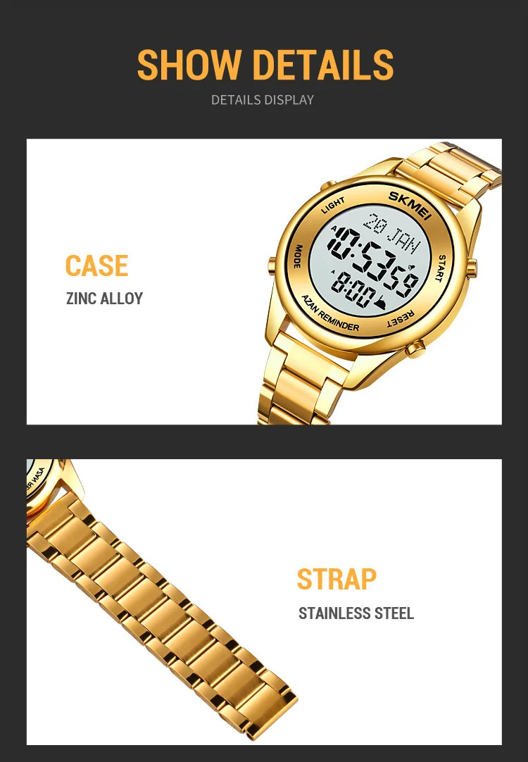 SKMEI Calendar Electronics Watches For Men Women Chrono Waterproof Digital Wristwatches Pilgrimage Time Reminder Bookmark Watch