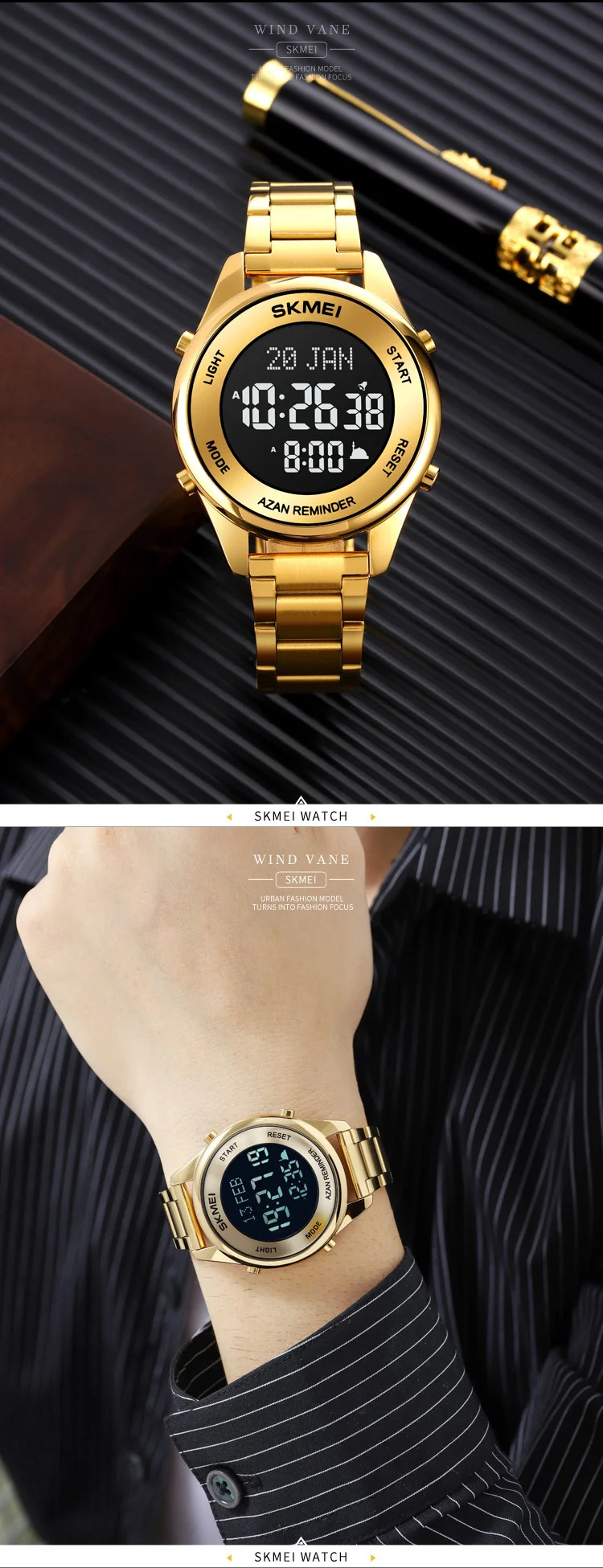 SKMEI Calendar Electronics Watches For Men Women Chrono Waterproof Digital Wristwatches Pilgrimage Time Reminder Bookmark Watch