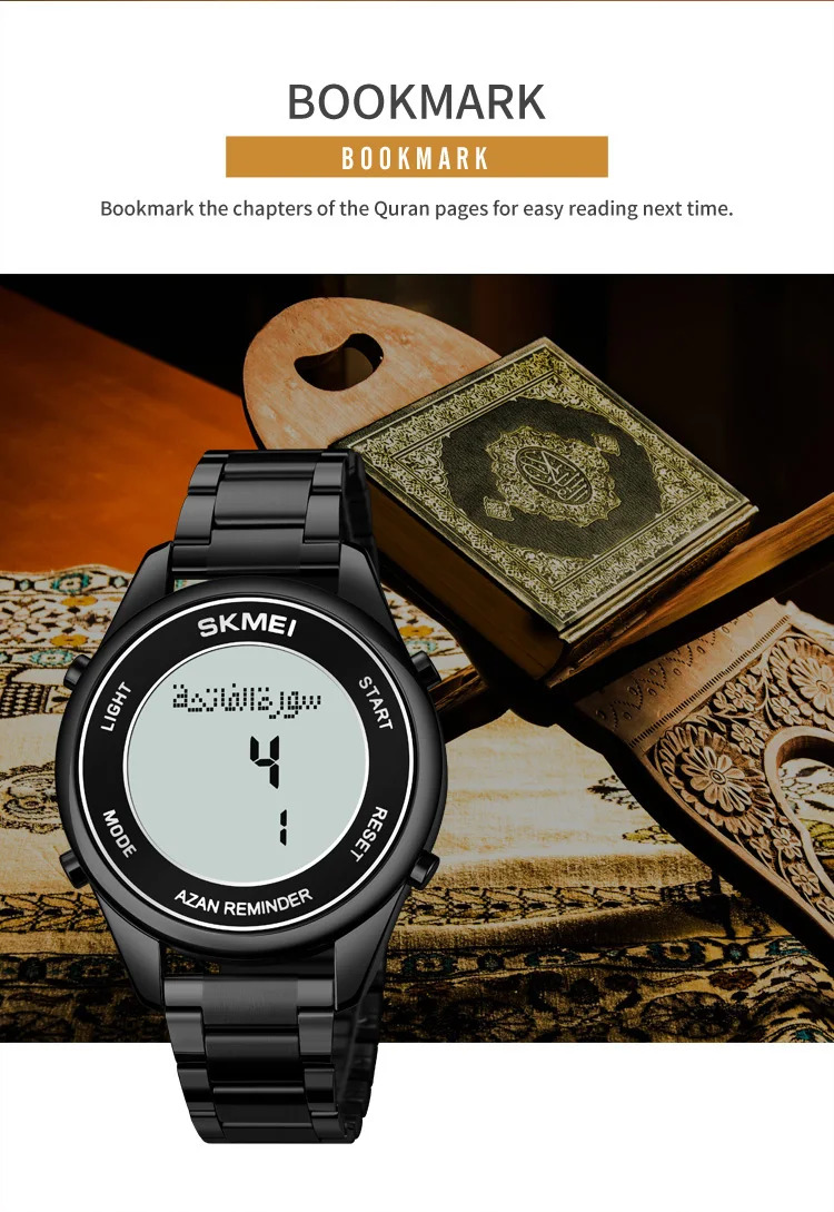 SKMEI Calendar Electronics Watches For Men Women Chrono Waterproof Digital Wristwatches Pilgrimage Time Reminder Bookmark Watch