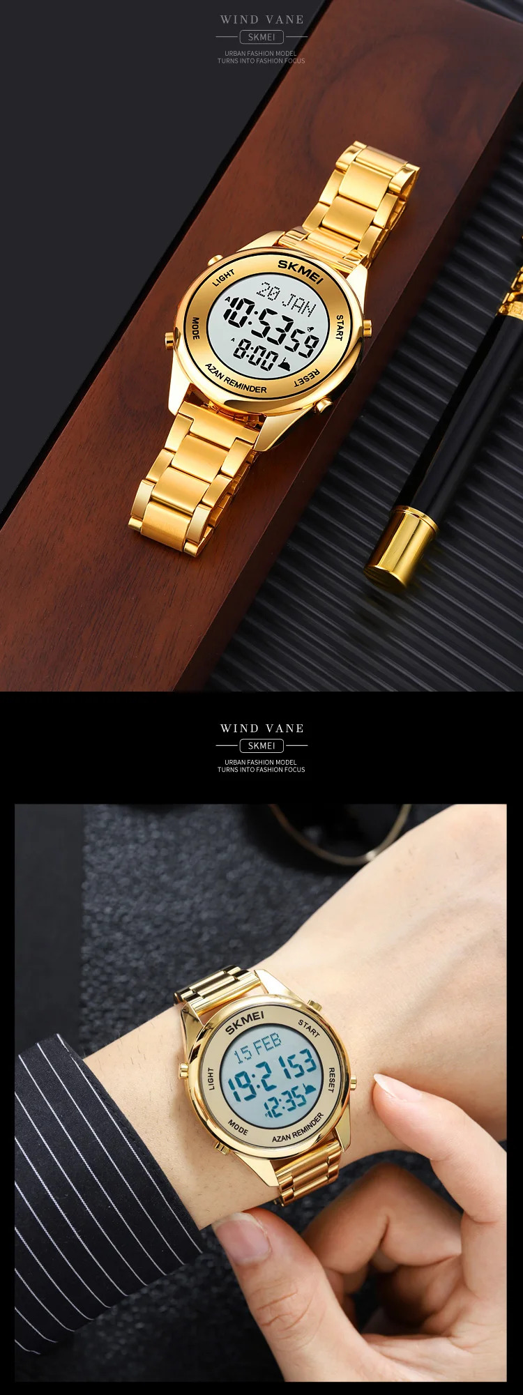 SKMEI Calendar Electronics Watches For Men Women Chrono Waterproof Digital Wristwatches Pilgrimage Time Reminder Bookmark Watch