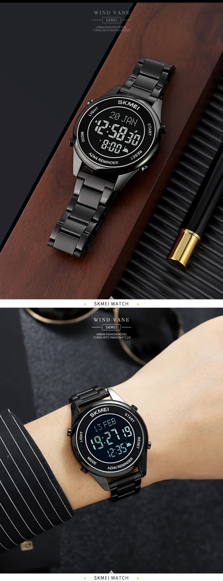 SKMEI Calendar Electronics Watches For Men Women Chrono Waterproof Digital Wristwatches Pilgrimage Time Reminder Bookmark Watch