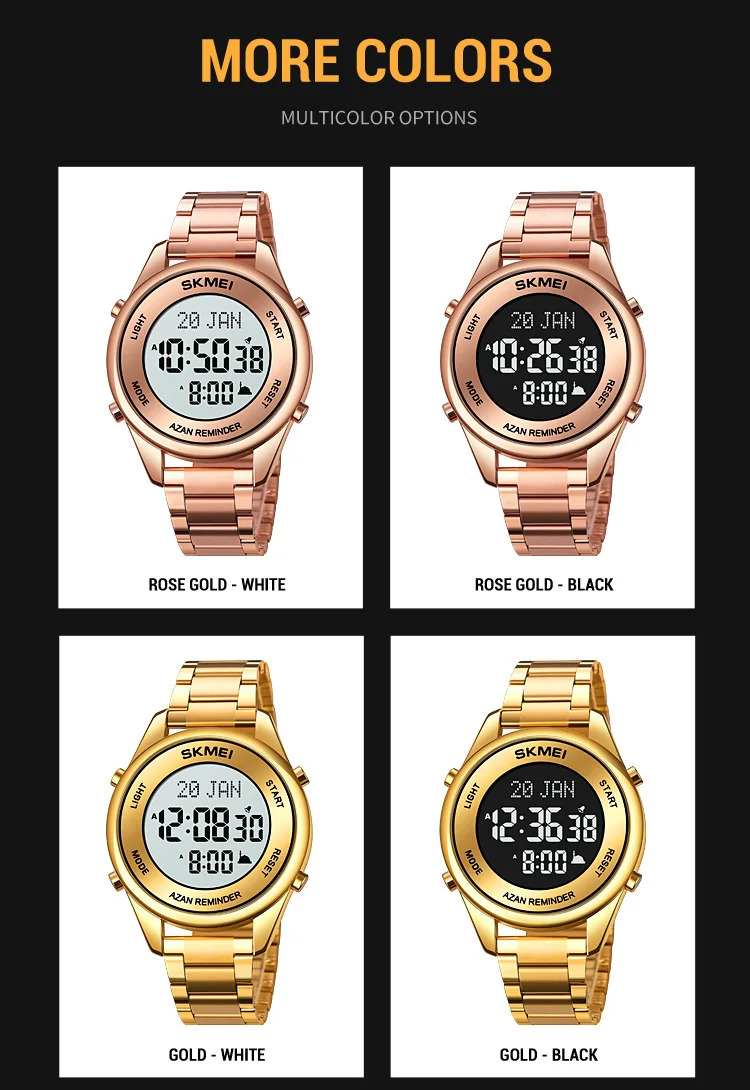 SKMEI Calendar Electronics Watches For Men Women Chrono Waterproof Digital Wristwatches Pilgrimage Time Reminder Bookmark Watch