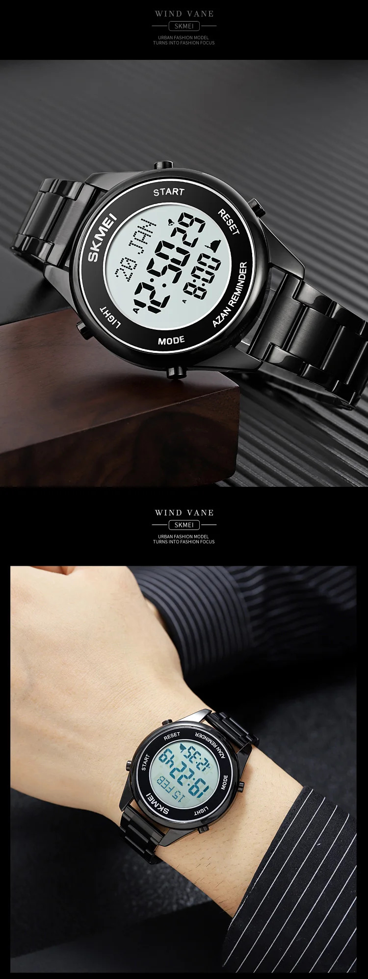 SKMEI Calendar Electronics Watches For Men Women Chrono Waterproof Digital Wristwatches Pilgrimage Time Reminder Bookmark Watch