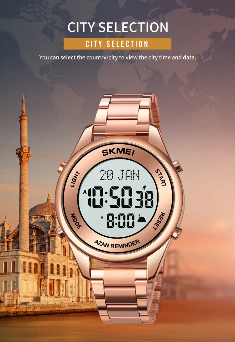SKMEI Calendar Electronics Watches For Men Women Chrono Waterproof Digital Wristwatches Pilgrimage Time Reminder Bookmark Watch
