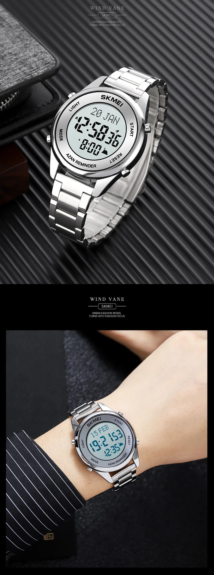 SKMEI Calendar Electronics Watches For Men Women Chrono Waterproof Digital Wristwatches Pilgrimage Time Reminder Bookmark Watch