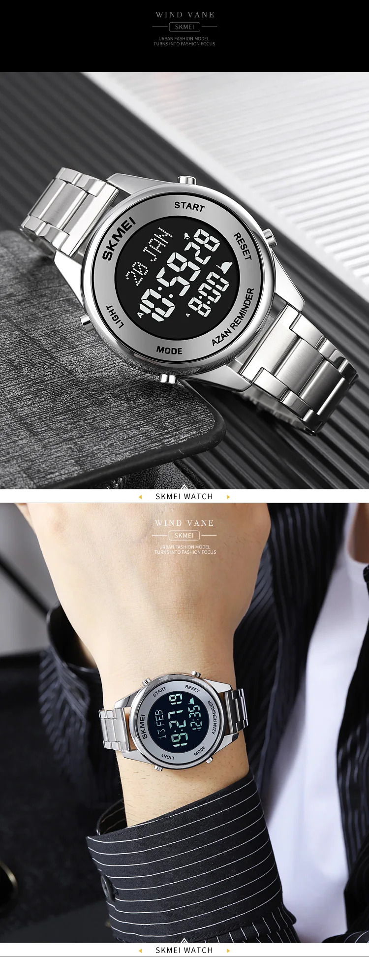 SKMEI Calendar Electronics Watches For Men Women Chrono Waterproof Digital Wristwatches Pilgrimage Time Reminder Bookmark Watch
