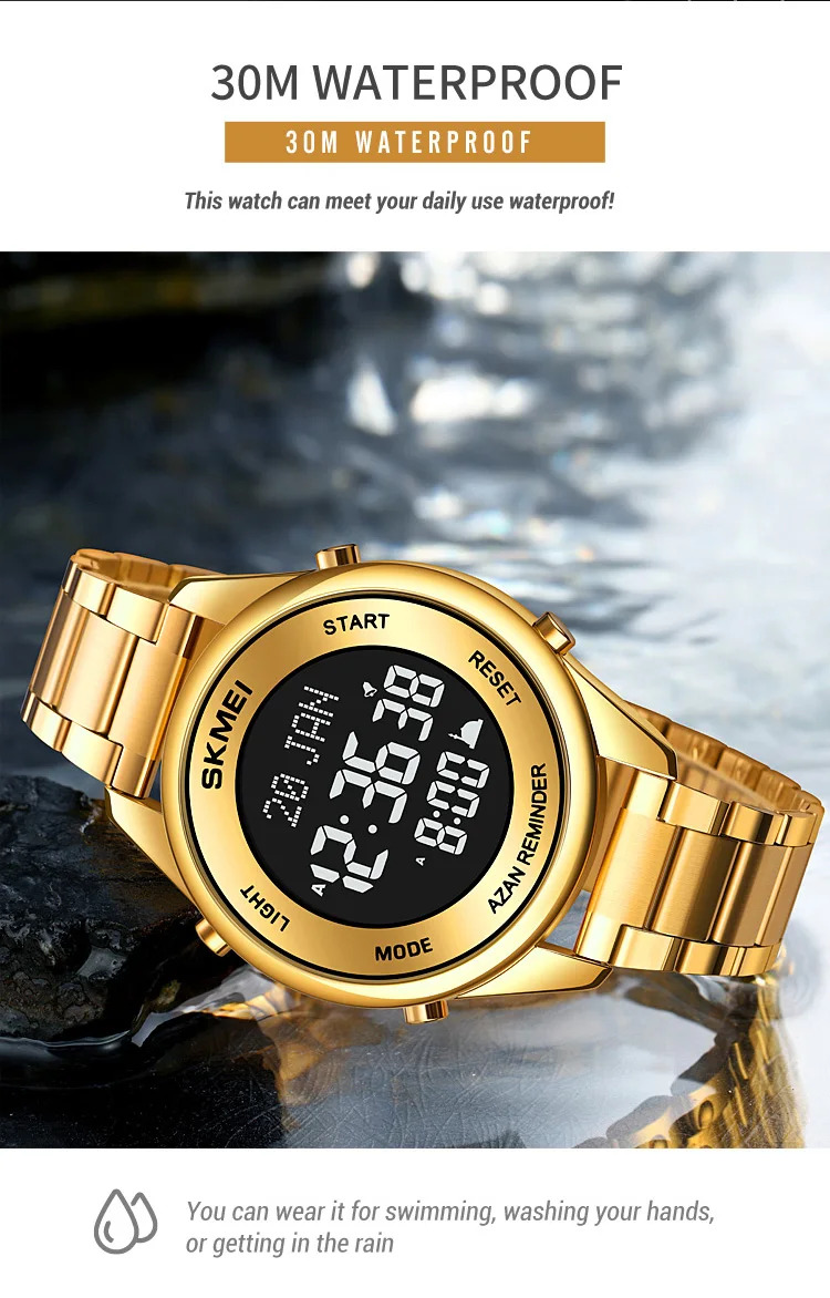 SKMEI Calendar Electronics Watches For Men Women Chrono Waterproof Digital Wristwatches Pilgrimage Time Reminder Bookmark Watch