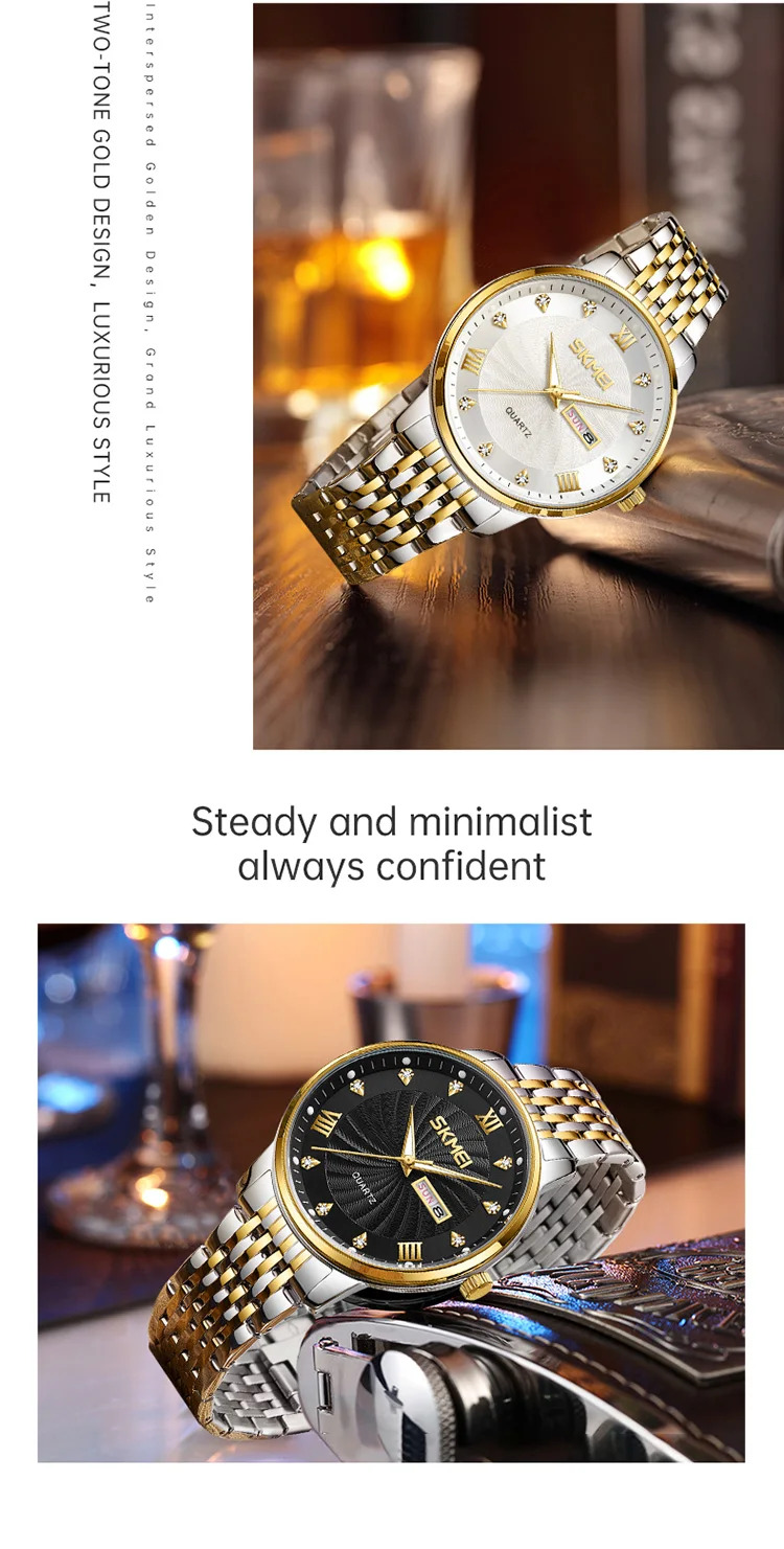 SKMEI Fashion Design Waterproof Time Movement Quartz Watch Business Watch For Men Women Luxury Date Week Wristwatch Reloj Hombre