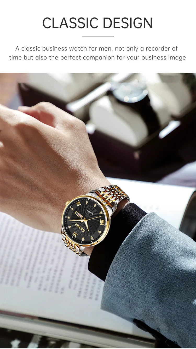 SKMEI Fashion Design Waterproof Time Movement Quartz Watch Business Watch For Men Women Luxury Date Week Wristwatch Reloj Hombre