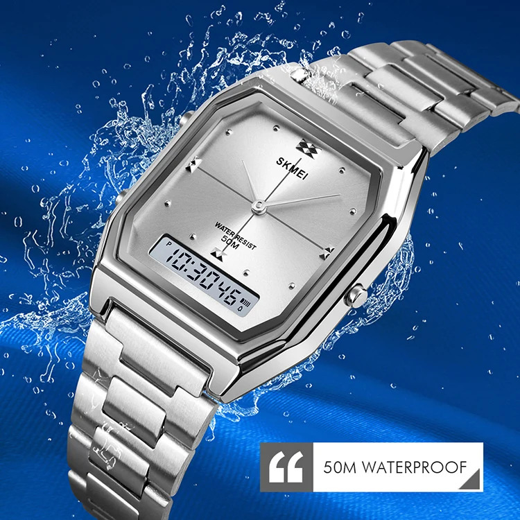 SKMEI Fashion 3Time Chrono Digital Electronic Wristwatch For Men Women Double Display Waterproof Sport Chrono Watch Reloj Hombre