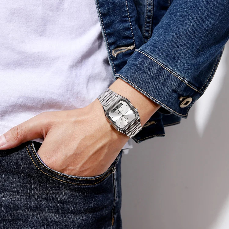 SKMEI Fashion 3Time Chrono Digital Electronic Wristwatch For Men Women Double Display Waterproof Sport Chrono Watch Reloj Hombre