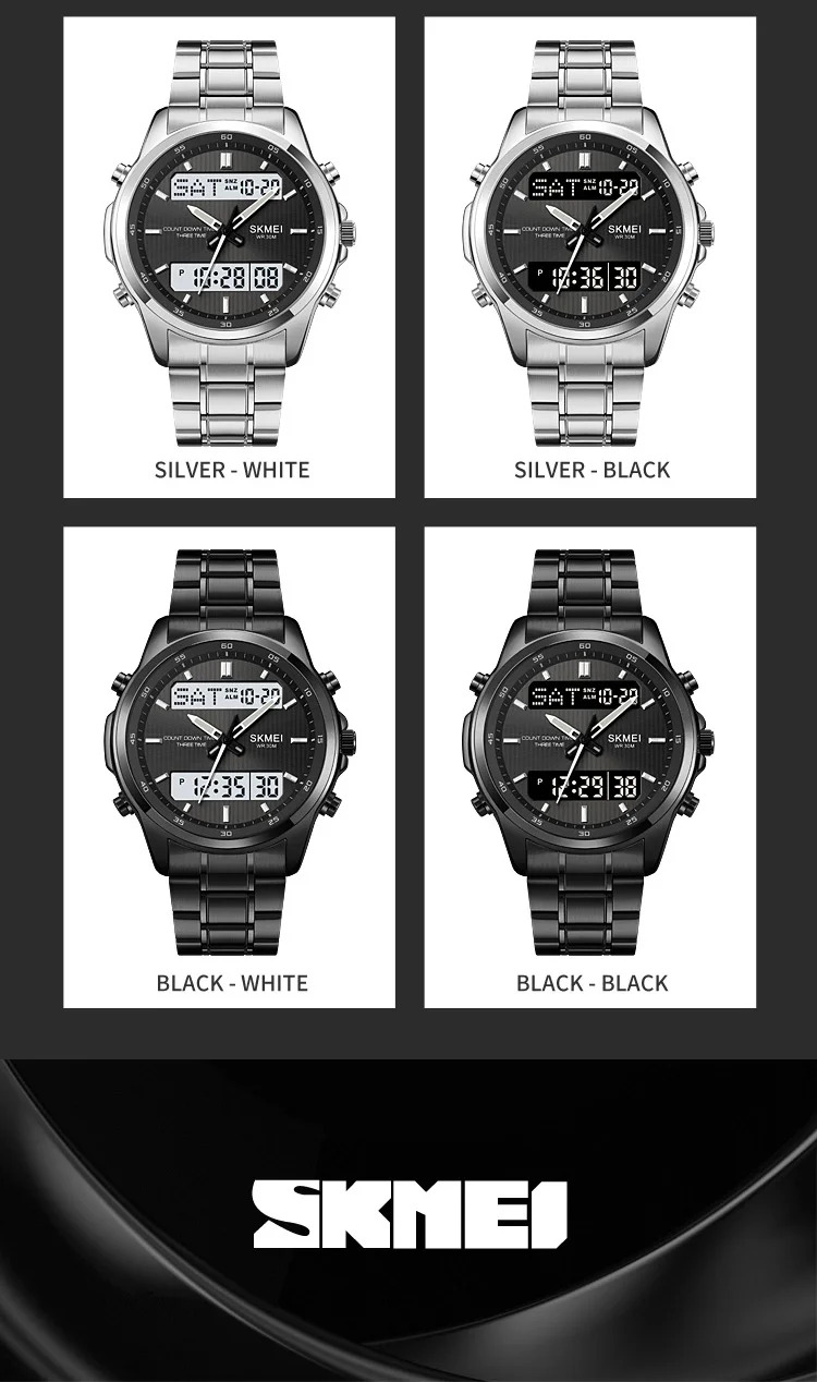 SKMEI Fashion 3Time Countdown Timer Digital Wristwatches For Men Women Back Light Sport Waterproof Alarm Watch relogio masculino