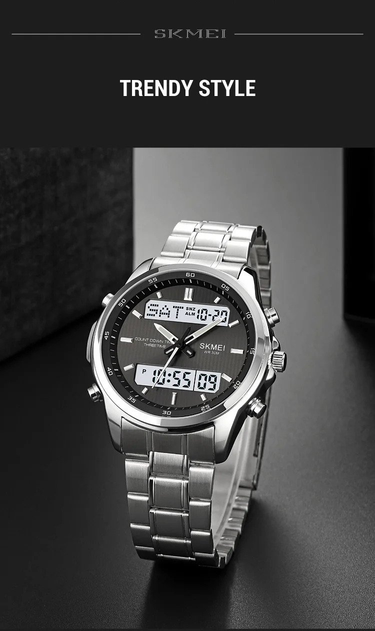 SKMEI Fashion 3Time Countdown Timer Digital Wristwatches For Men Women Back Light Sport Waterproof Alarm Watch relogio masculino