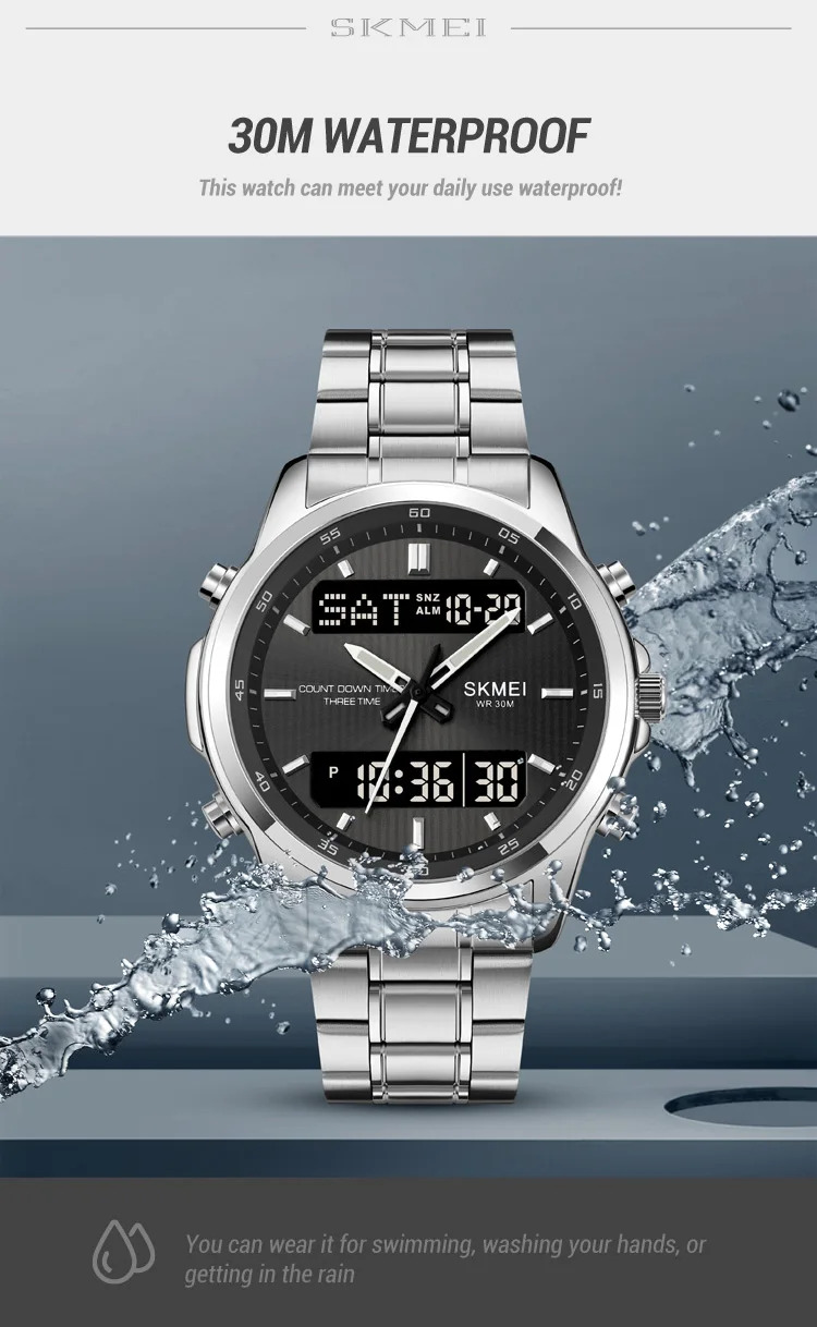SKMEI Fashion 3Time Countdown Timer Digital Wristwatches For Men Women Back Light Sport Waterproof Alarm Watch relogio masculino