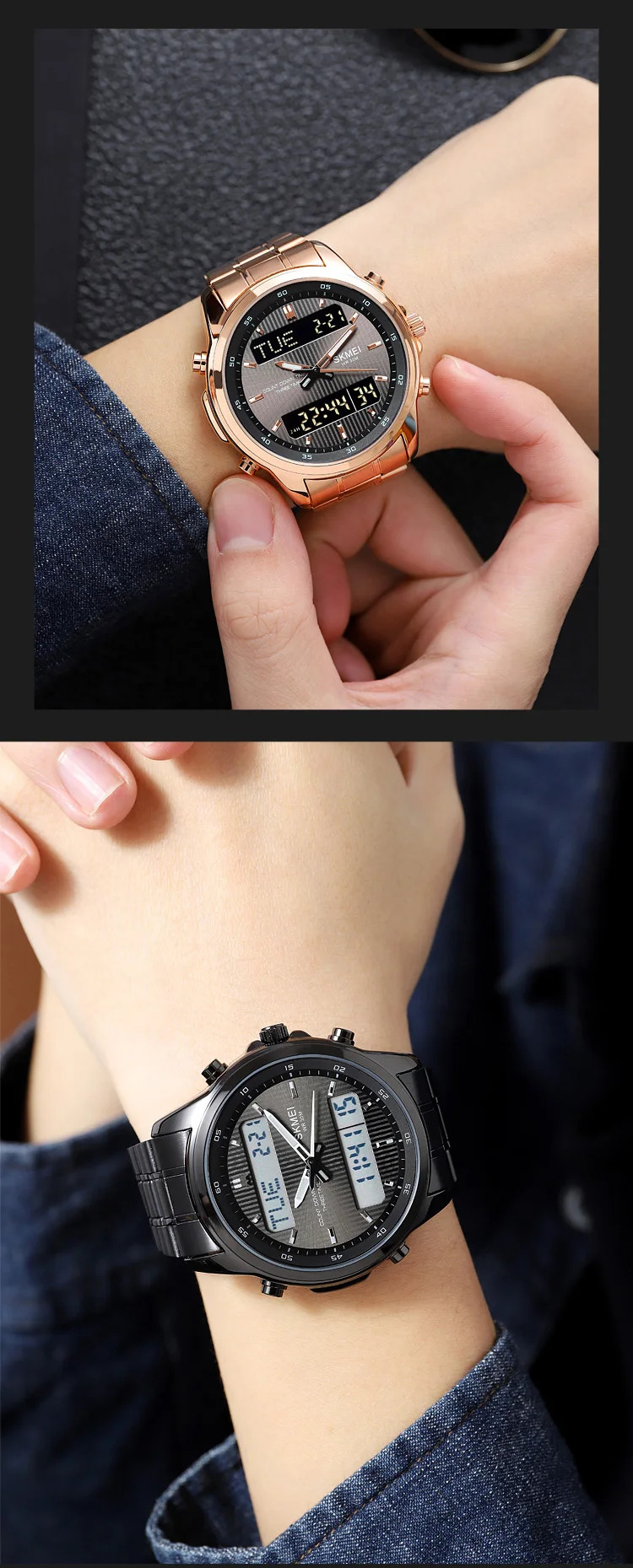 SKMEI Fashion 3Time Countdown Timer Digital Wristwatches For Men Women Back Light Sport Waterproof Alarm Watch relogio masculino