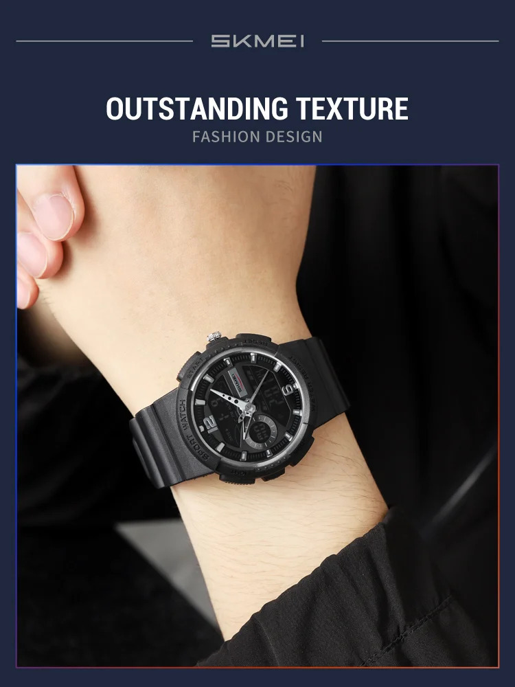 SKMEI 2Time Fashion Digital Electronics Watch Sports LED Light Quartz Watches For Men Waterproof Alarm Wristwatches Reloj Hombre
