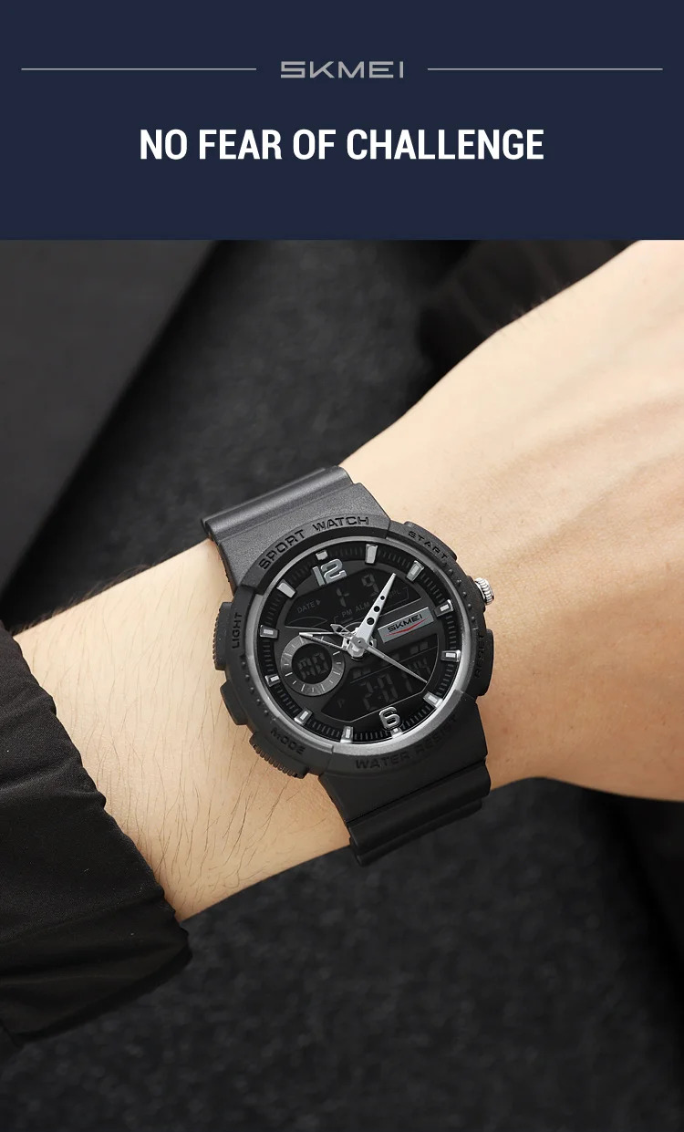 SKMEI 2Time Fashion Digital Electronics Watch Sports LED Light Quartz Watches For Men Waterproof Alarm Wristwatches Reloj Hombre