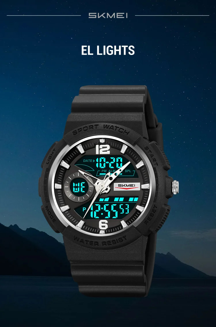 SKMEI 2Time Fashion Digital Electronics Watch Sports LED Light Quartz Watches For Men Waterproof Alarm Wristwatches Reloj Hombre