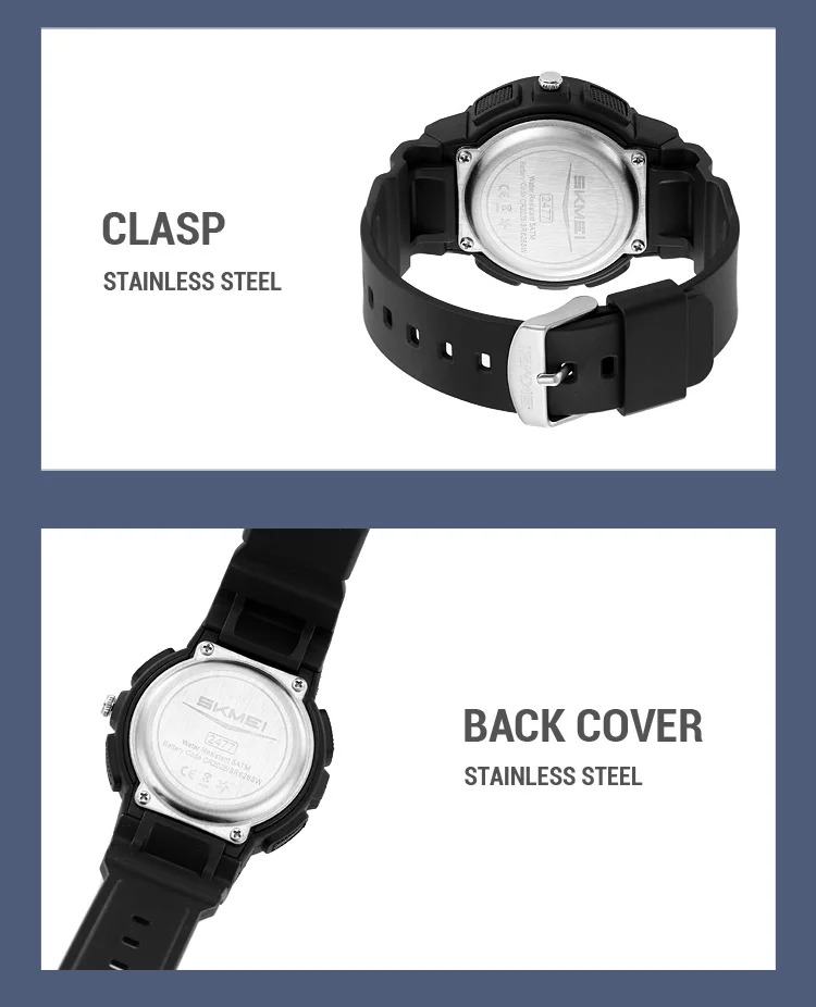 SKMEI 2Time Fashion Digital Electronics Watch Sports LED Light Quartz Watches For Men Waterproof Alarm Wristwatches Reloj Hombre