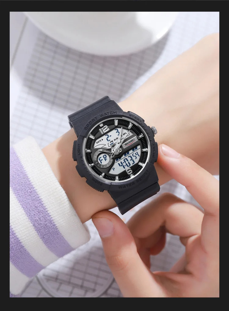 SKMEI 2Time Fashion Digital Electronics Watch Sports LED Light Quartz Watches For Men Waterproof Alarm Wristwatches Reloj Hombre