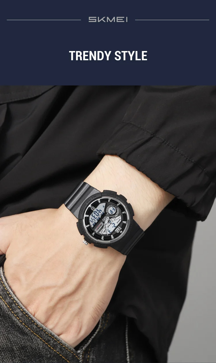 SKMEI 2Time Fashion Digital Electronics Watch Sports LED Light Quartz Watches For Men Waterproof Alarm Wristwatches Reloj Hombre