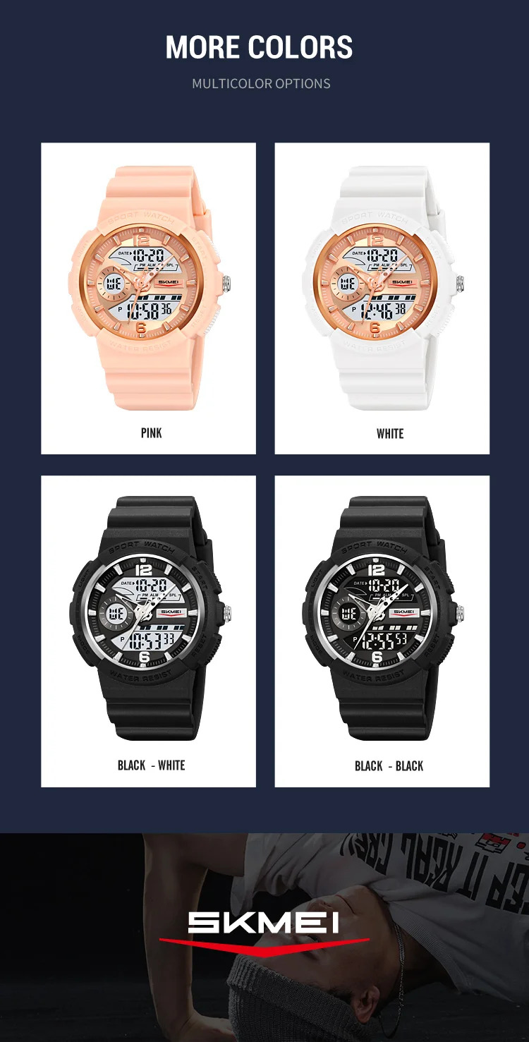 SKMEI 2Time Fashion Digital Electronics Watch Sports LED Light Quartz Watches For Men Waterproof Alarm Wristwatches Reloj Hombre