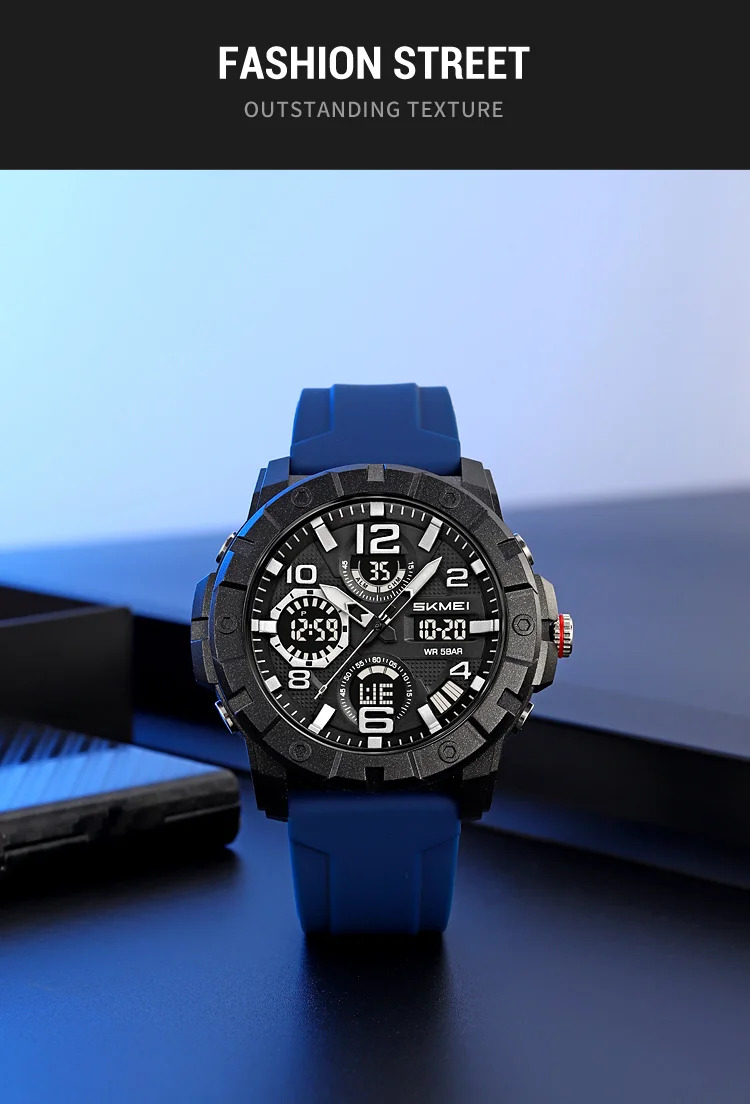 SKMEI Fashion 2Time Digital Electronics Watch Sports LED Light Quartz Watches For Men Waterproof Alarm Wristwatches Reloj Hombre