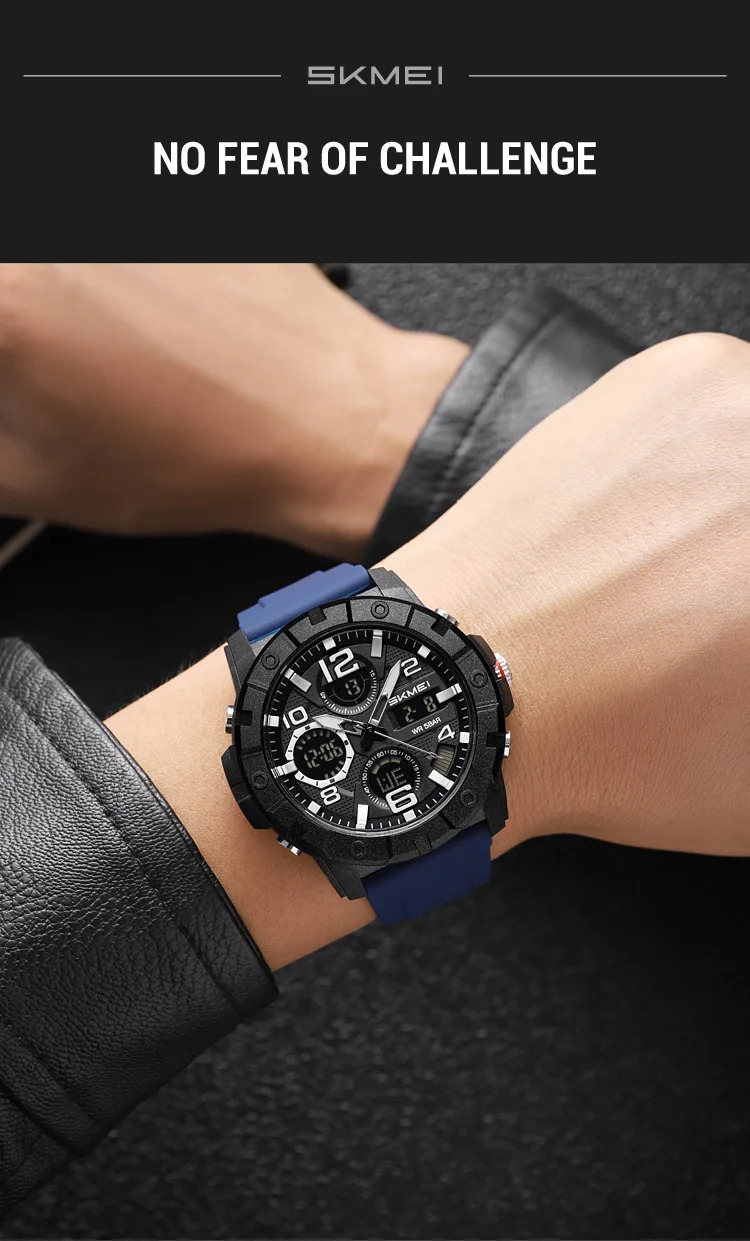 SKMEI Fashion 2Time Digital Electronics Watch Sports LED Light Quartz Watches For Men Waterproof Alarm Wristwatches Reloj Hombre