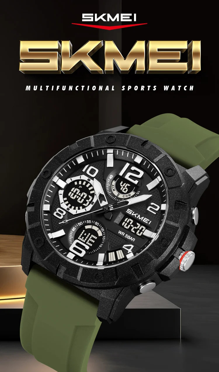 SKMEI Fashion 2Time Digital Electronics Watch Sports LED Light Quartz Watches For Men Waterproof Alarm Wristwatches Reloj Hombre