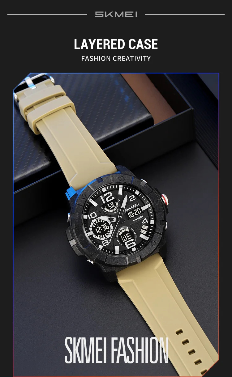 SKMEI Fashion 2Time Digital Electronics Watch Sports LED Light Quartz Watches For Men Waterproof Alarm Wristwatches Reloj Hombre