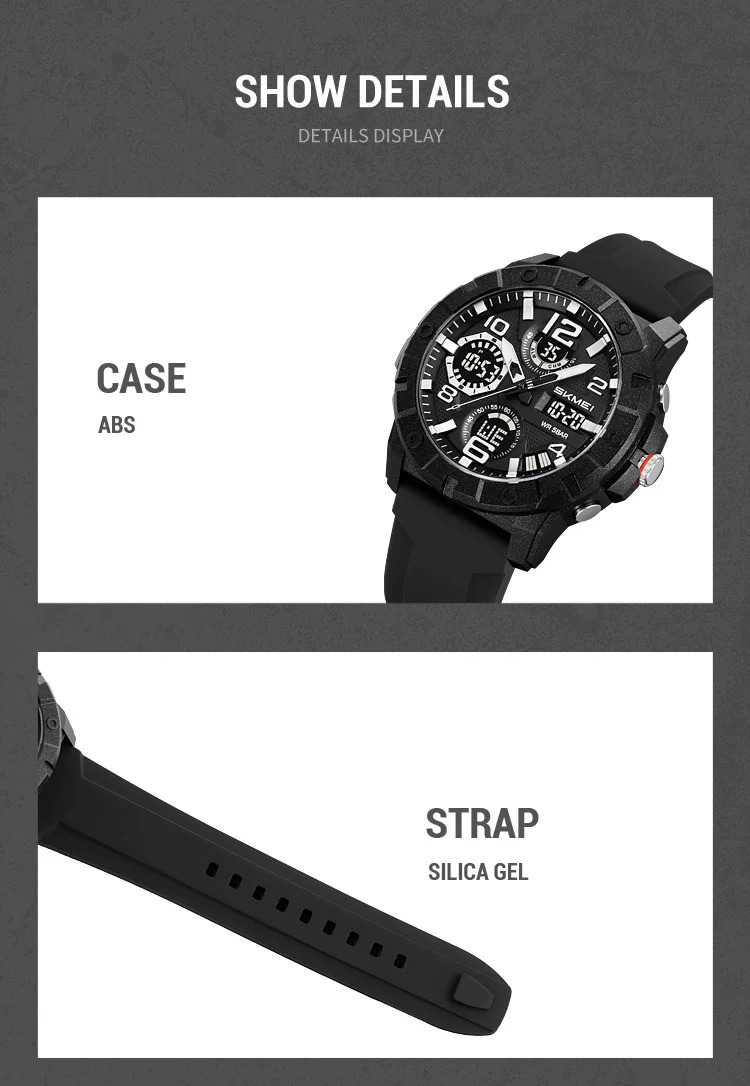 SKMEI Fashion 2Time Digital Electronics Watch Sports LED Light Quartz Watches For Men Waterproof Alarm Wristwatches Reloj Hombre